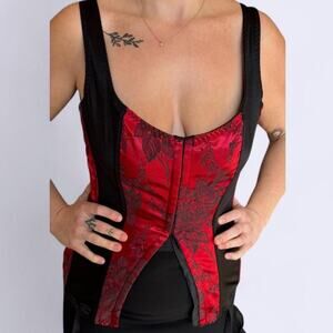 Shirley of hollywood red satin corset top women's 38